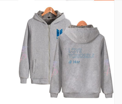 BTS Love Yourself Snowflake Zip-up Hoodie Available At KPOP-FTW