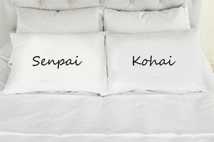 Senpai Kohai Couple Pillow Anime Girlfriend Boyfriend Gift Wife Husband Daddy Kink S&M Japanese Culture Geek Nerd Personalized Pillow - Kpop FTW